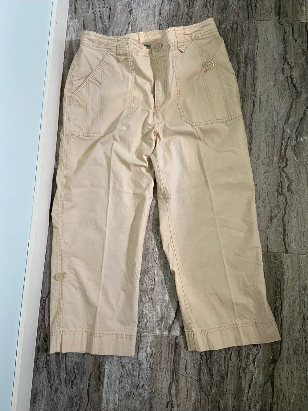 Y2K Casual Beige Crop Utility Pants